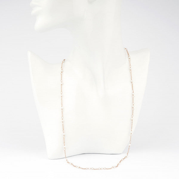 Collana Donna Cameo Italiano Argento Rosè 925 Girocollo Perle Bianche CCP65-R